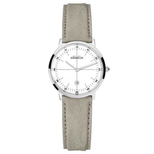 Montre Michel Herbelin City Vegan quartz cadran blanc bracelet végétal beige 30,5 mm