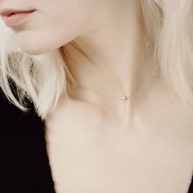 Collier Ginette NY Mini Straw Diamond en or rose - Porte