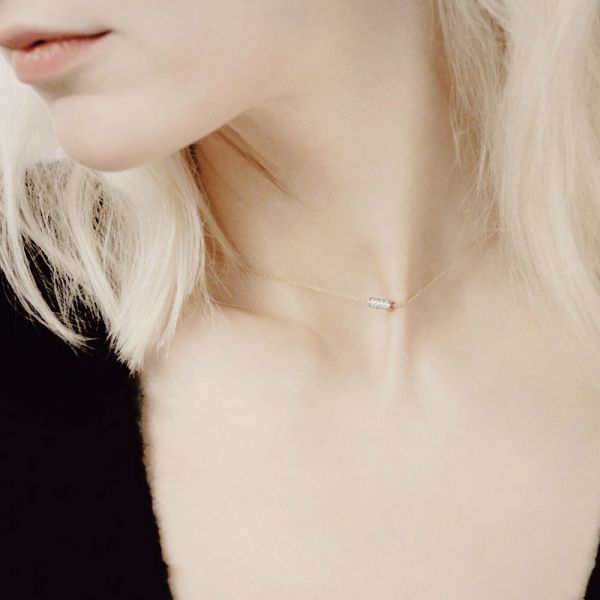 Collier Ginette NY Mini Straw Diamond en or rose - Porte