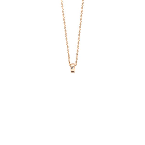 Collier Ginette NY Mini Tube & Diamond en or rose et diamant - Soldat_PL