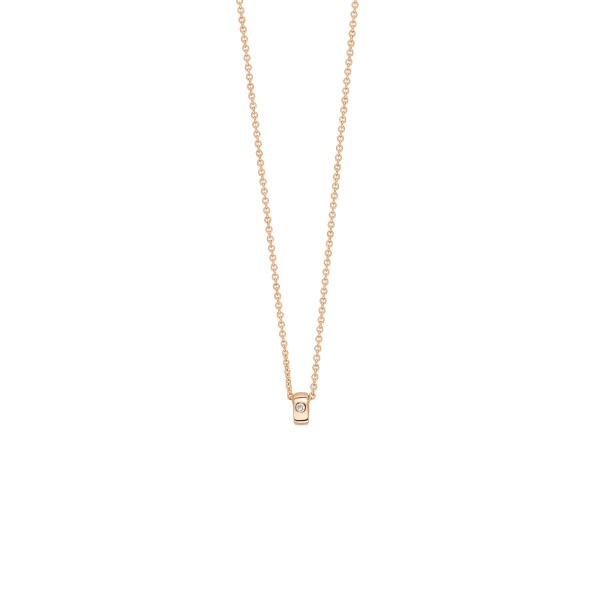 Collier Ginette NY Mini Tube & Diamond en or rose et diamant - Soldat