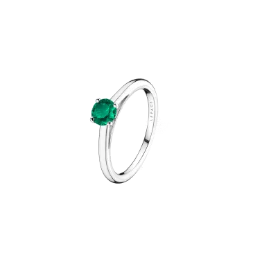 Solitaire Lepage Promesse en or blanc et émeraude