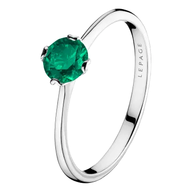 Solitaire Lepage Idylle en or blanc et émeraude