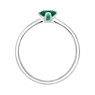Solitaire Lepage Idylle en or blanc et émeraude