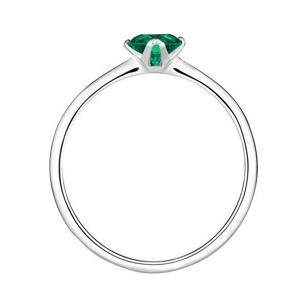 Solitaire Lepage Idylle en or blanc et émeraude