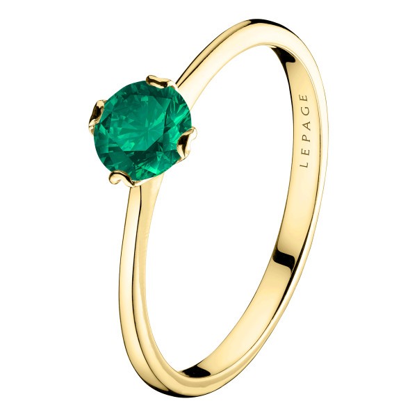 Solitaire Lepage Idylle en or jaune et émeraude