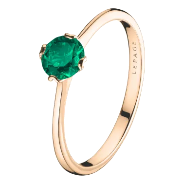 Solitaire Lepage Idylle en or rose et émeraude