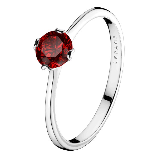 Solitaire Lepage Idylle en or blanc et rubis