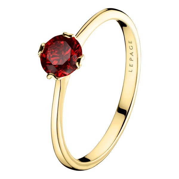 Solitaire Lepage Idylle en or jaune et rubis
