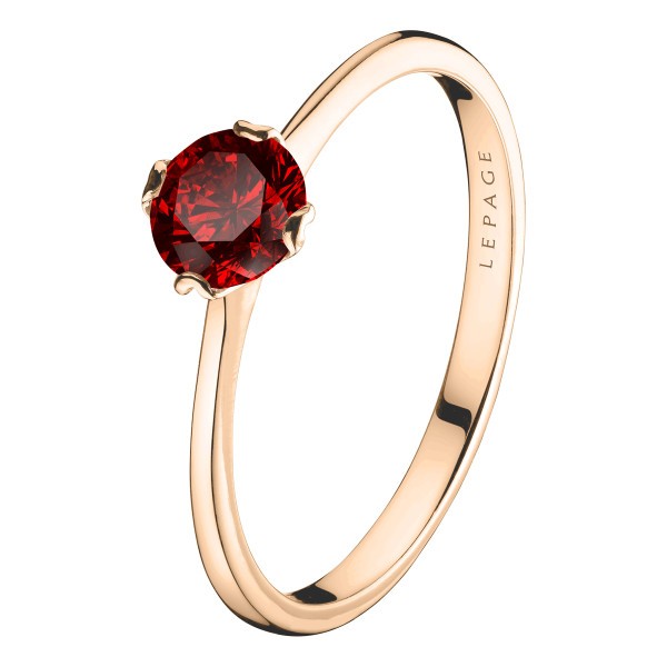 Solitaire Lepage Idylle en or rose et rubis