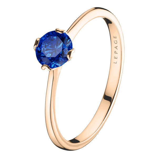 Solitaire Lepage Idylle en or rose et saphir