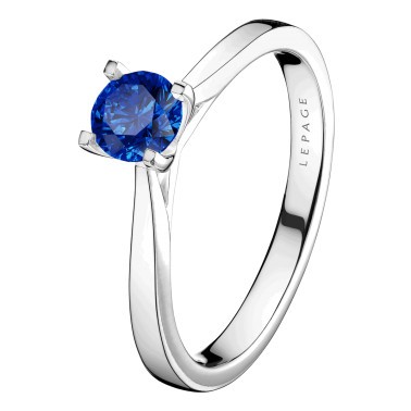 Solitaire Lepage Cupidon en or blanc et saphir
