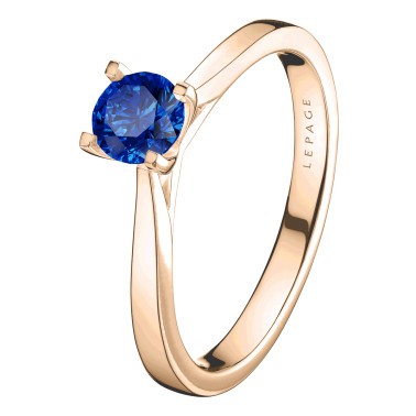 Solitaire Lepage Cupidon en or rose et saphir