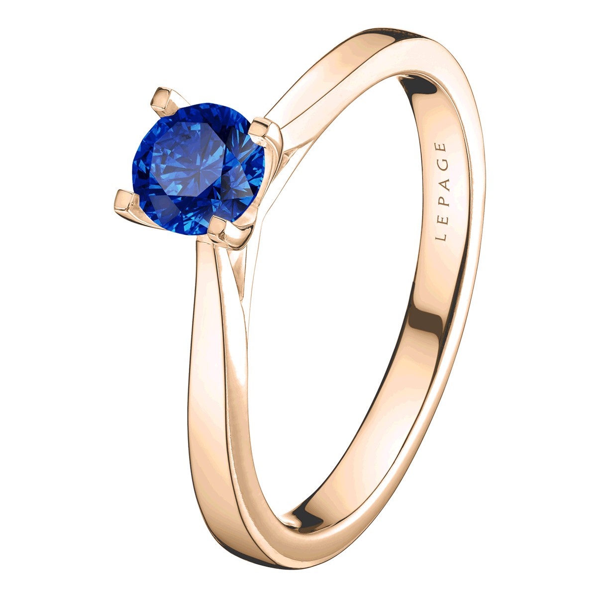 Solitaire Lepage Cupidon en or rose et saphir