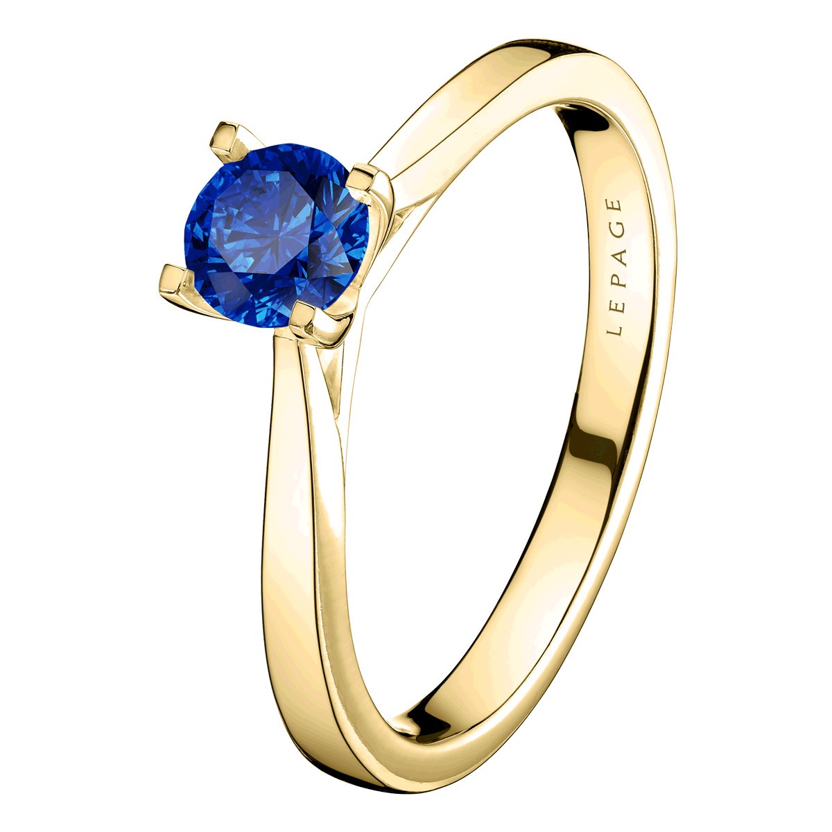 Solitaire Lepage Cupidon en or jaune et saphir