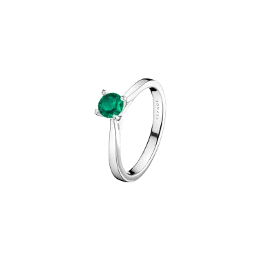 Solitaire Lepage Cupidon en or blanc et émeraude