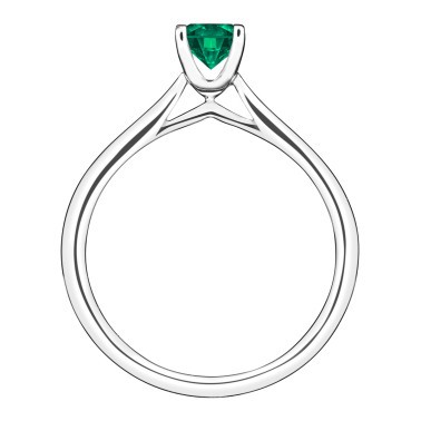 Solitaire Lepage Cupidon en or blanc et émeraude