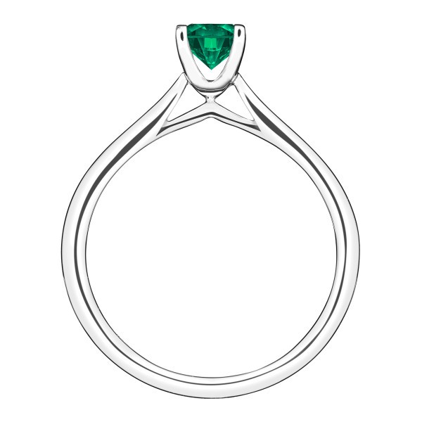 Solitaire Lepage Cupidon en or blanc et émeraude