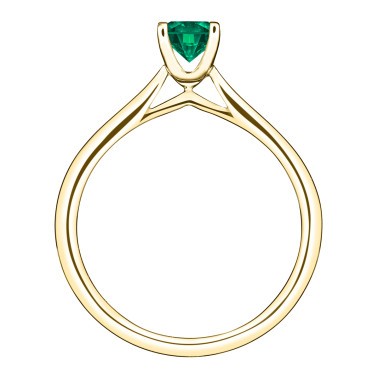 Solitaire Lepage Cupidon en or jaune et émeraude