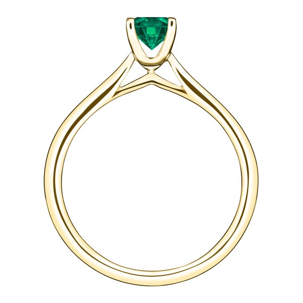 Solitaire Lepage Cupidon en or jaune et émeraude