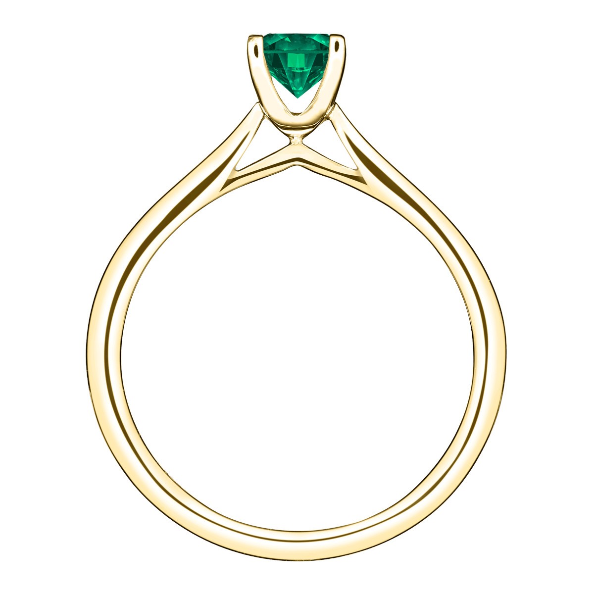 Solitaire Lepage Cupidon en or jaune et émeraude