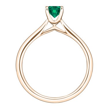 Solitaire Lepage Cupidon en or rose et émeraude