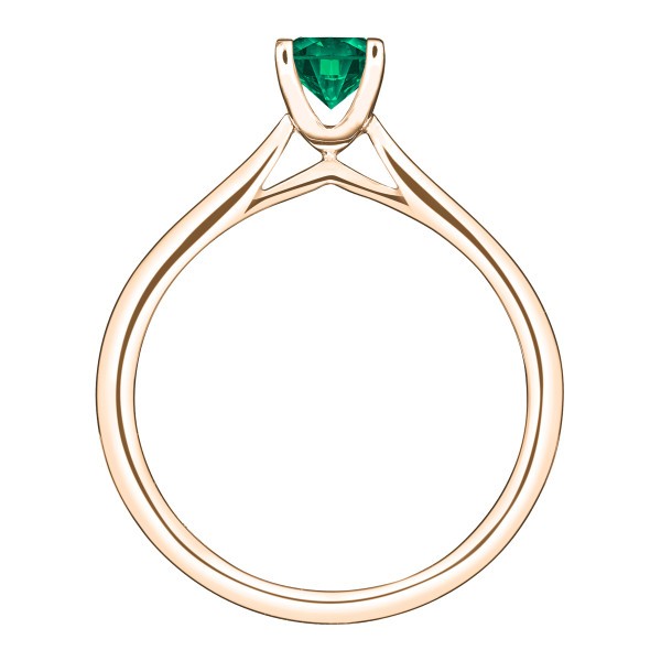 Solitaire Lepage Cupidon en or rose et émeraude