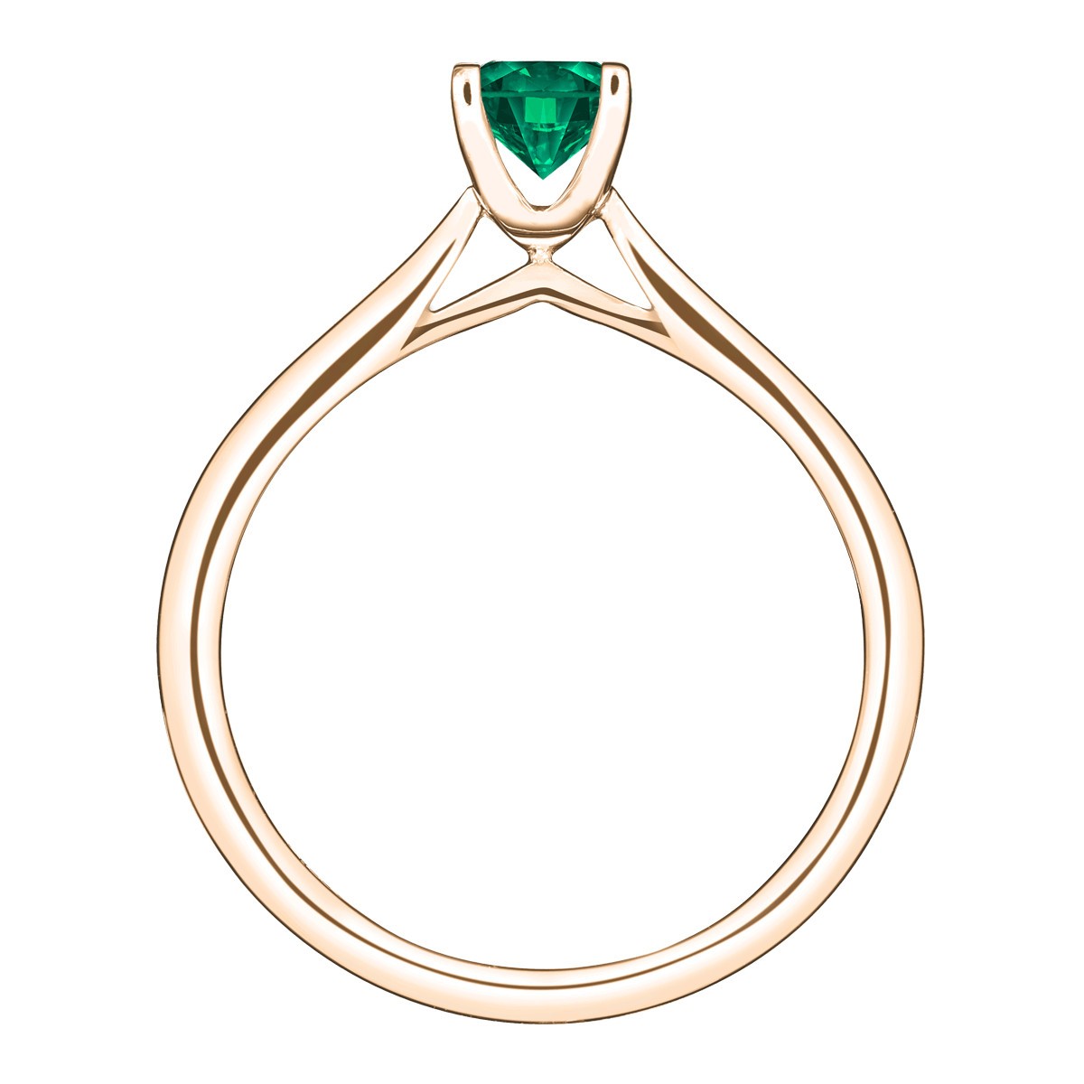 Solitaire Lepage Cupidon en or rose et émeraude