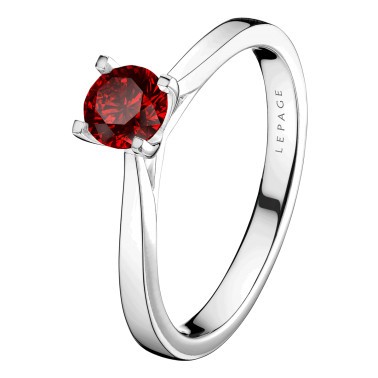 Solitaire Lepage Cupidon en or blanc et rubis