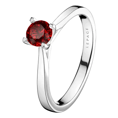 Solitaire Lepage Cupidon en or blanc et rubis