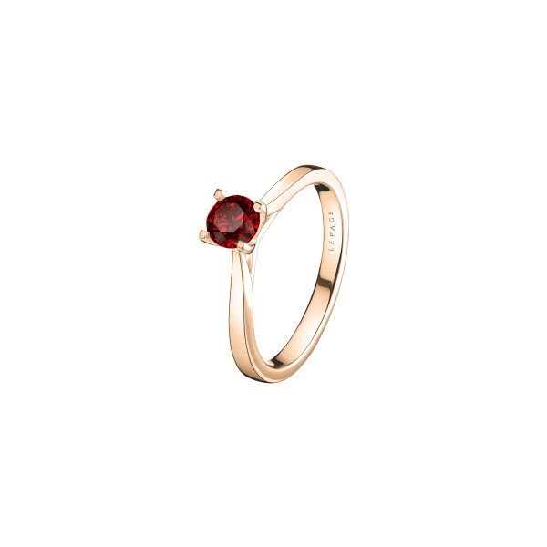 Solitaire Lepage Cupidon en or rose et rubis