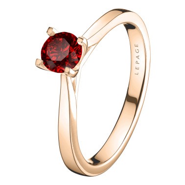Solitaire Lepage Cupidon en or rose et rubis