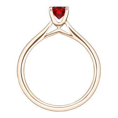 Solitaire Lepage Cupidon en or rose et rubis