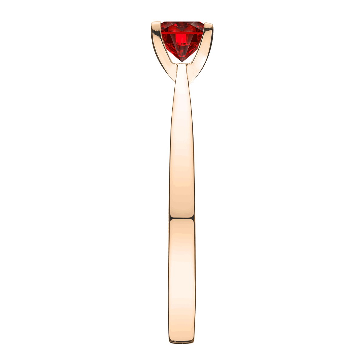 Solitaire Lepage Cupidon en or rose et rubis