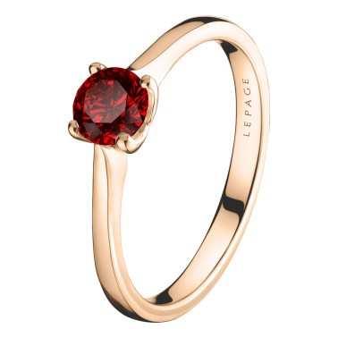 Solitaire Lepage Désir en or rose et rubis