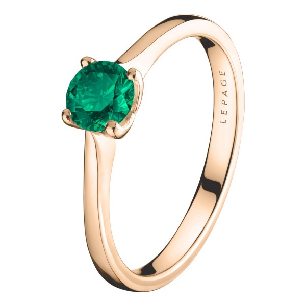 Solitaire Lepage Désir en or rose et émeraude