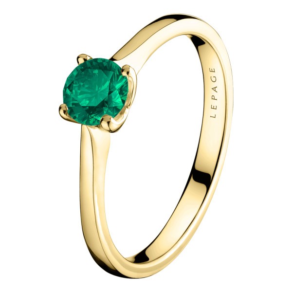 Solitaire Lepage Désir en or jaune et émeraude