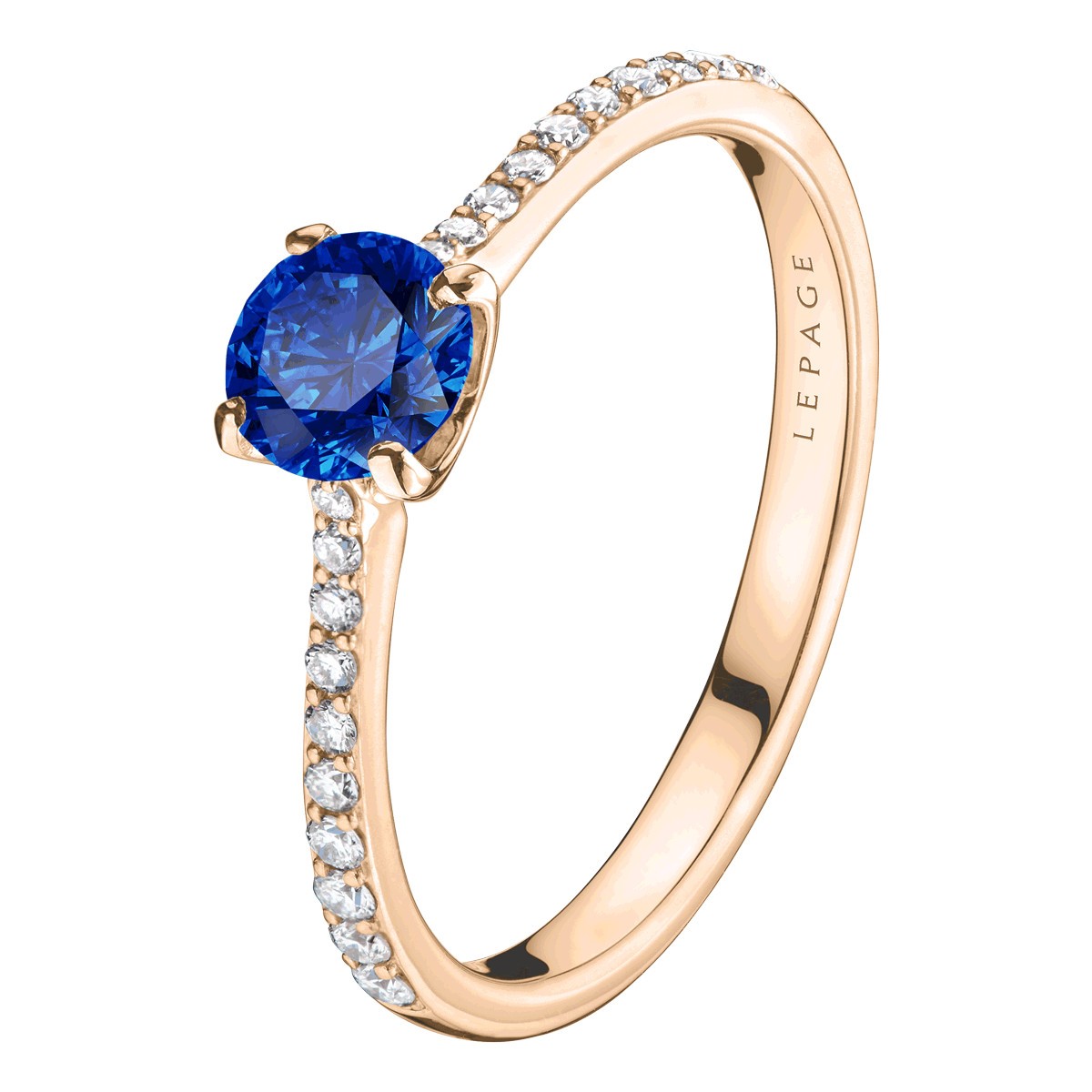 Solitaire Lepage Demoiselle en or rose saphir et diamants