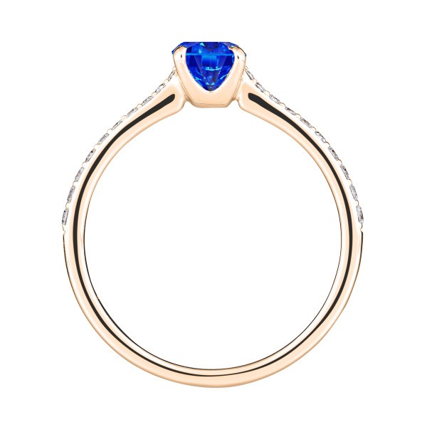 Solitaire Lepage Demoiselle en or rose saphir et diamants