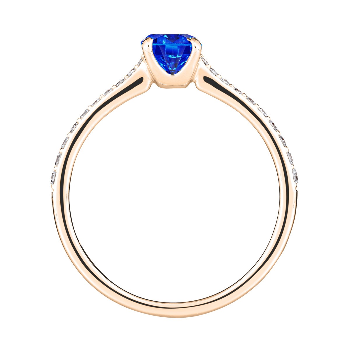 Solitaire Lepage Demoiselle en or rose saphir et diamants