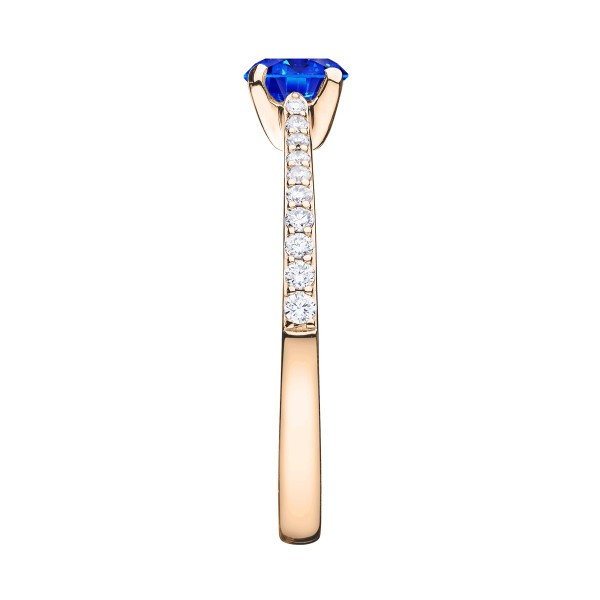 Solitaire Lepage Demoiselle en or rose saphir et diamants