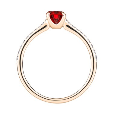 Solitaire Lepage Demoiselle en or rose rubis et diamants