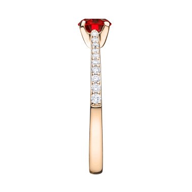 Solitaire Lepage Demoiselle en or rose rubis et diamants