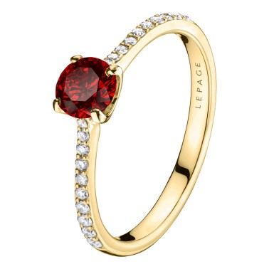 Solitaire Lepage Demoiselle en or jaune rubis et diamants