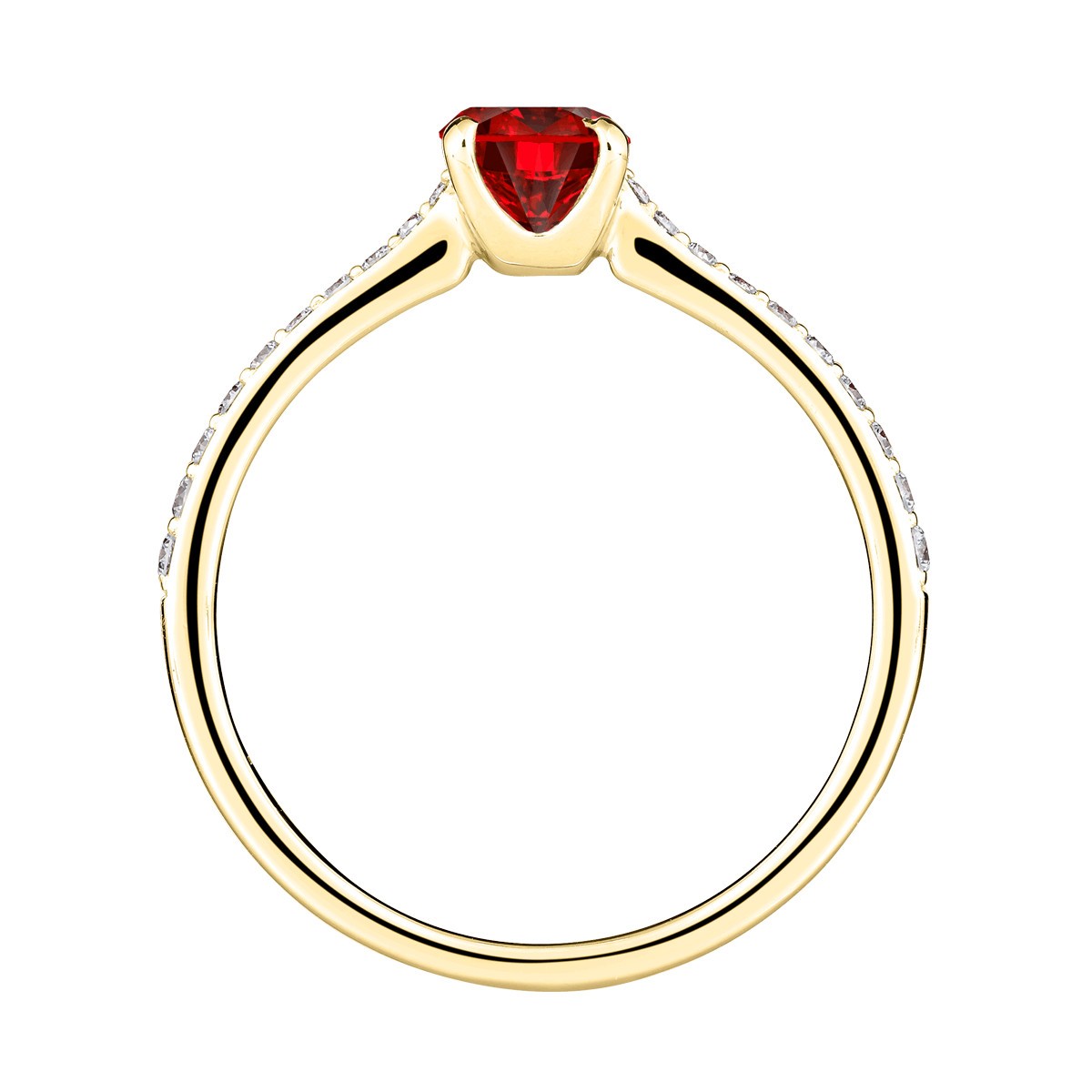 Solitaire Lepage Demoiselle en or jaune rubis et diamants