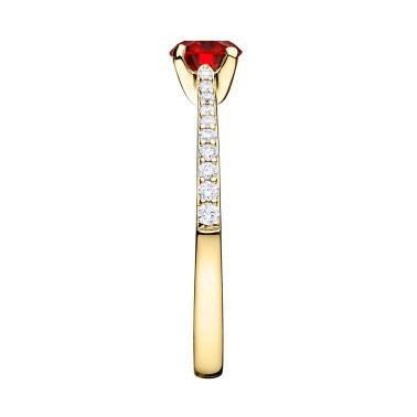 Solitaire Lepage Demoiselle en or jaune rubis et diamants