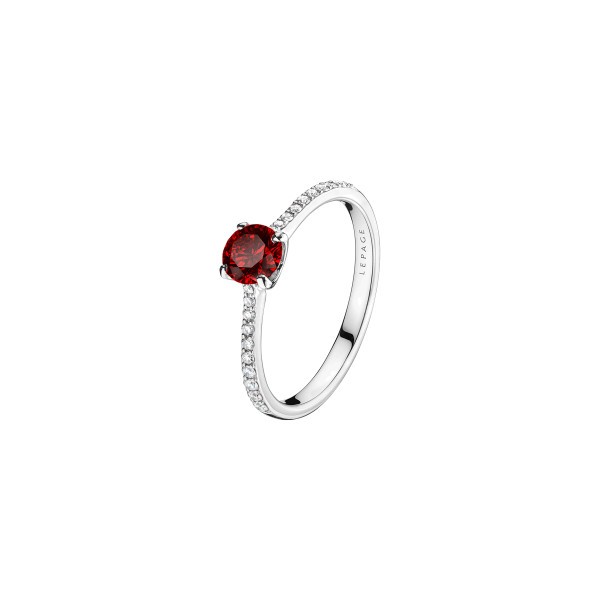 Solitaire Lepage Demoiselle en or blanc rubis et diamants