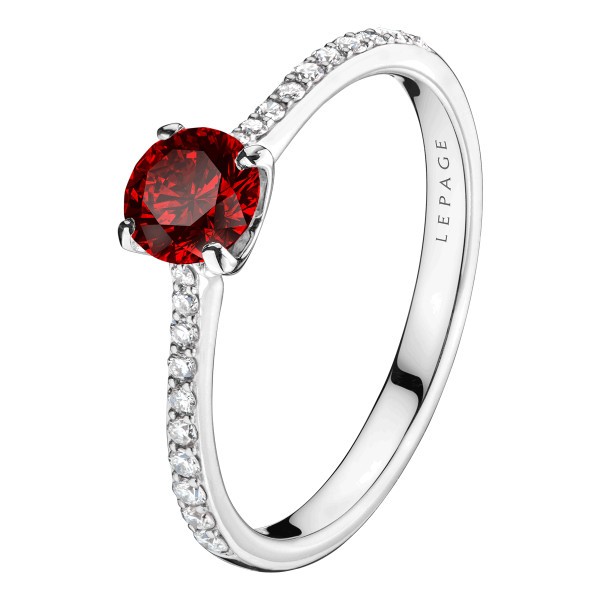 Solitaire Lepage Demoiselle en or blanc rubis et diamants