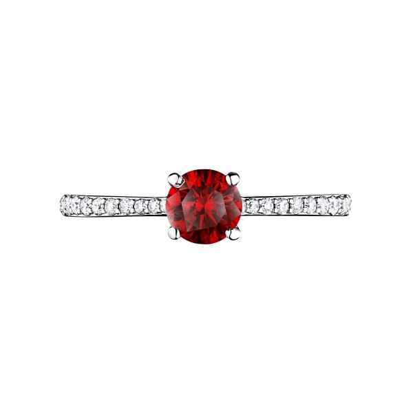 Solitaire Lepage Demoiselle en or blanc rubis et diamants