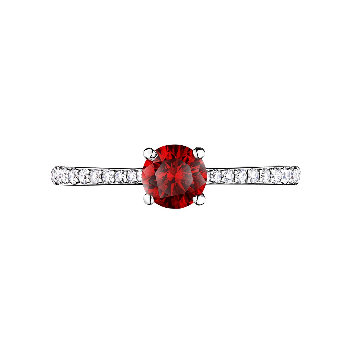 Solitaire Lepage Demoiselle en or blanc rubis et diamants